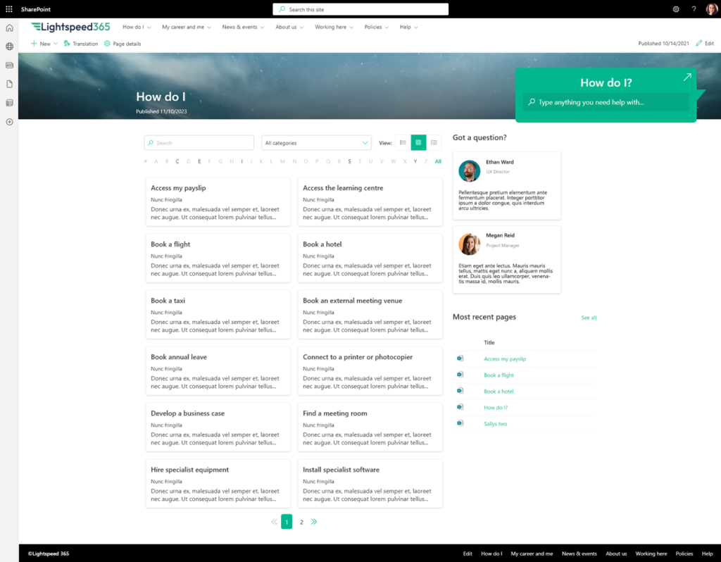 Sharepoint communication sites self service learning