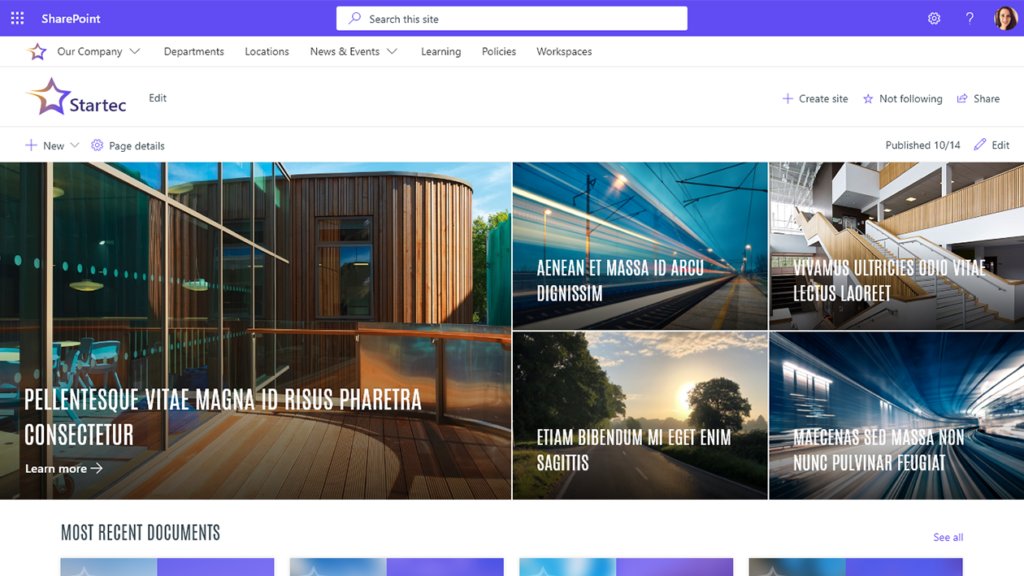 Sharepoint communication sites as a homesite