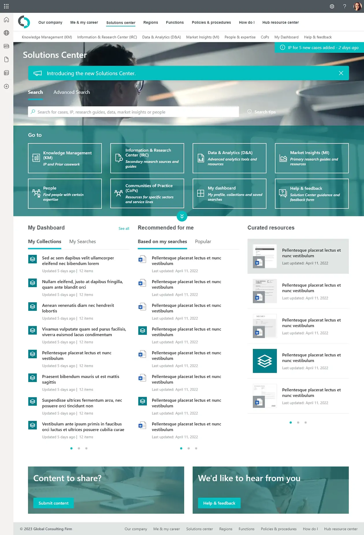 Global Consulting Firm - Solution Center